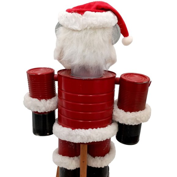 Christmas Folk Art Tin Man Santa Sculpture Wizard Of Oz Assemblage Robot Vintage - Picture 12 of 16